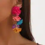 Boucles d'Oreilles Boho Exagérées pour Femme, Gril Coloré, Simulation de Fleurs, Goutte de Gland, Bijoux Floraux 1