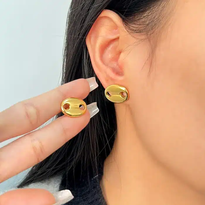 USENSET 316L or argent couleur acier inoxydable grains de café clous d'oreilles élégant femmes filles oreille bijoux cadeaux prévenir l'allergie 2