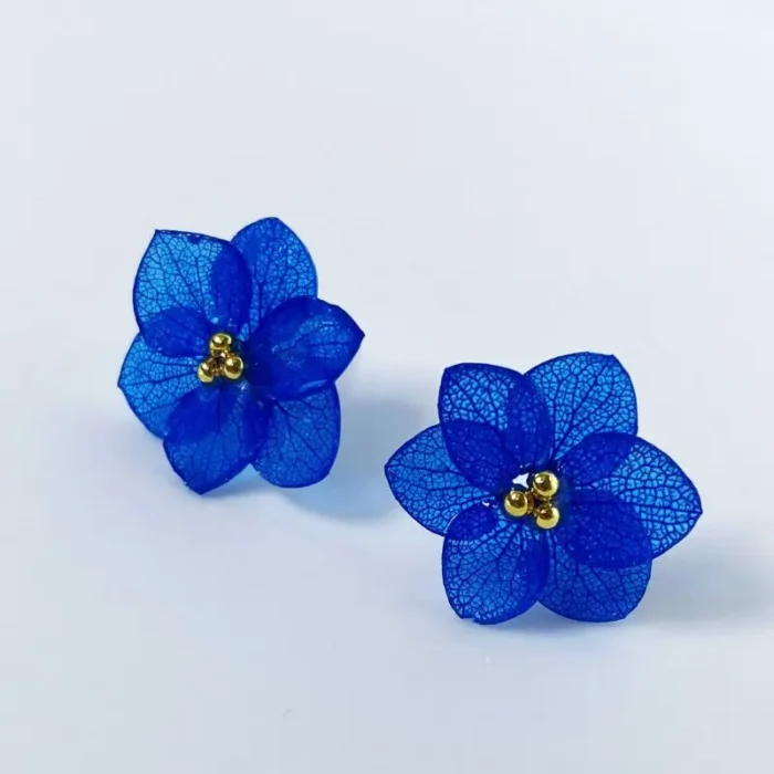 Boucles d'oreilles multicolores à fleurs d'hortensias naturelles, fabrication artisanale en résine époxy, boucles d'oreilles à fleurs pressées, mignonnes, vente en gros 9