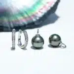 AnuJewel 10-11mm naturel tahiti noir perle boucles d'oreilles polyvalentes argent Moissanite Huggie cerceau perle boucles d'oreilles en gros 4