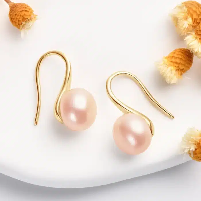 OXTAO 14K or rempli 8-8.5mm perle d'eau douce cuillère conception boucles d'oreilles pour les femmes de mariage bijoux accessoires cadeau 11