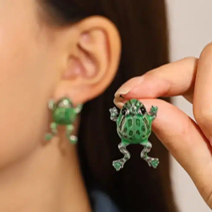 Boucles d'oreilles grenouille verte amusantes pour femmes, Animal mignon, Clip d'oreille, Piercing, bijoux esthétiques Y2k, cadeaux 10