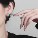 Boucles d'oreilles créoles rondes bleu turquoise simulées pour femmes, or, argent, petit document d'oreille, bijoux de mariage luxueux, cadeau de fiançailles 4
