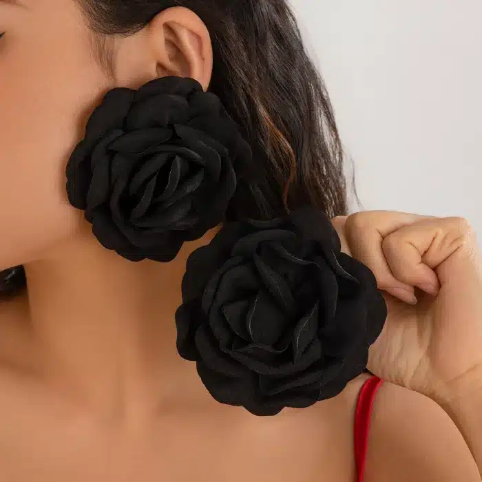 Ingemark exagéré grande fleur de Rose boucles d'oreilles pour les femmes déclaration de mode Goth Piercing boucles d'oreilles mariage mariée Y2K bijoux nouveau 3