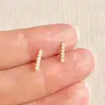 Boucles d'oreilles en argent Sterling 925 pour femmes, petites boucles d'oreilles minimalistes en zircone, à barre plate, à la mode, bijoux fins, cadeaux 14