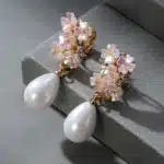 Boucles d'oreilles à clipser en forme de goutte d'eau, clips d'oreille, perle, pétales, exquis, élégant, bijoux luxueux, patients, banquet de mariage, mode, 216.239. 1