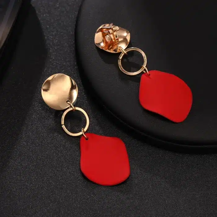 Mode géométrique clip boucle d'oreille pour femmes Brincos Vintage rouge vert blanc sans trou boucle d'oreille 2019 irrégulière coréen bijoux 3