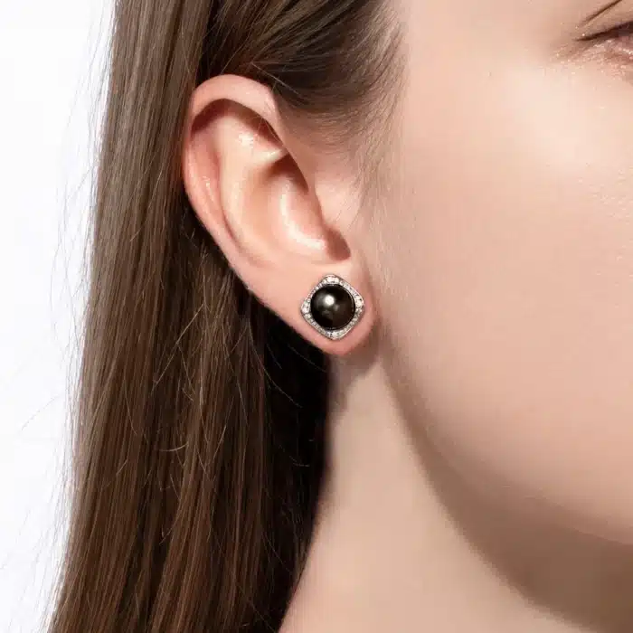 AnuJewel 9-10mm boucles d'oreilles en perles de tahiti naturelles avec Cer S925 en argent Sterling haute brillance boucles d'oreilles en perles d'eau de mer pour femme 6