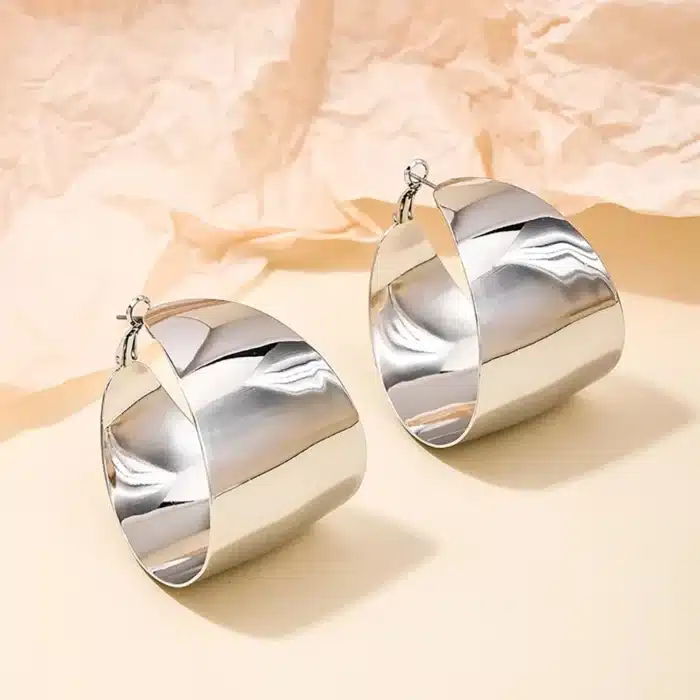 FTCY – boucles d'oreilles rétro en forme de C pour femmes, exagérées, géométriques, couleur or, Punk, lisses, bijoux de fête pour femmes 5