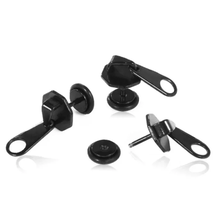 2pcs hommes / femmes punk rock chirurgical en acier inoxydable zip Head boucles d'oreilles à vis arrière pour les hommes et les femmes de porter des bijoux tous les jours 5