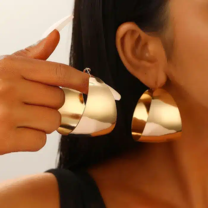 FTCY – boucles d'oreilles rétro en forme de C pour femmes, exagérées, géométriques, couleur or, Punk, lisses, bijoux de fête pour femmes 1