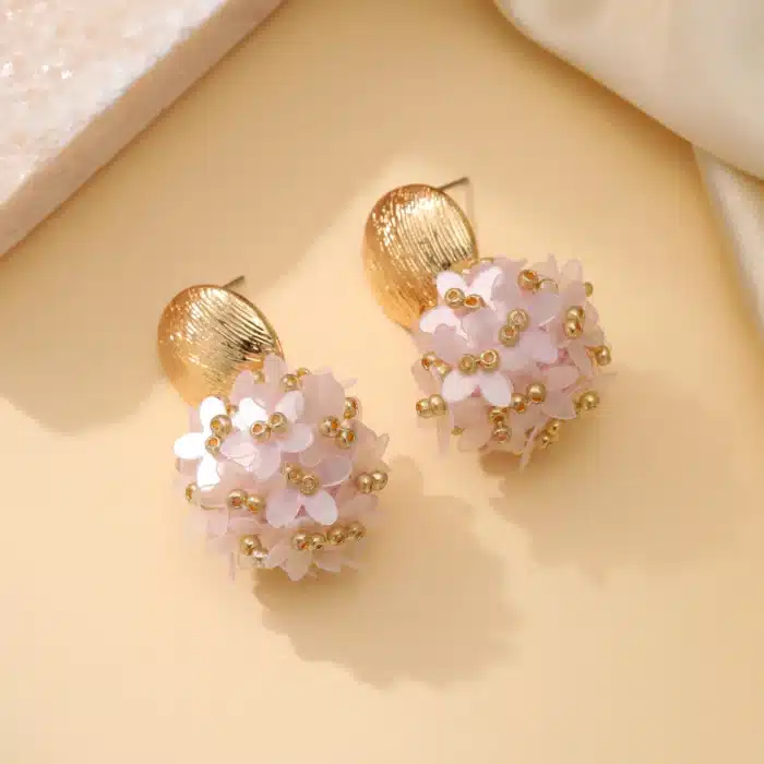 INKDEW fleur pétale perles grandes boucles d'oreilles rondes pour femmes longues boucles d'oreilles à la main mode bijoux cadeau boho EA153 16