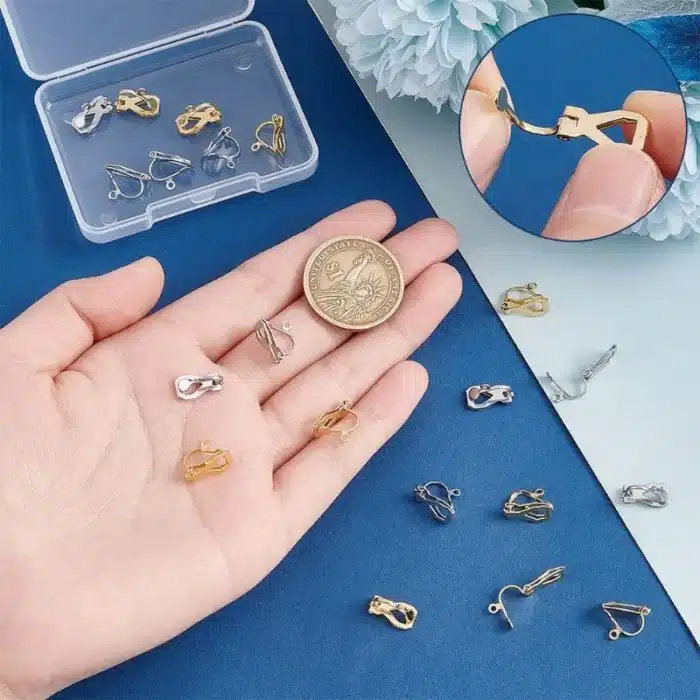 Boucles d'oreilles à clips en acier inoxydable, 20 pièces, Clip d'oreille indolore, oreilles Non percées, couleur or, Convertisseur de boucles d'oreilles à clipser 5