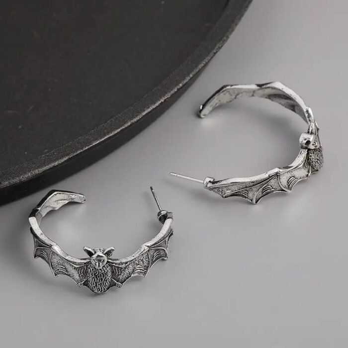 Boucles d'oreilles Design chauve-souris éblouissantes pour femmes, couleur argent, Animal, Halloween, métal incrusté, bijoux tendance, cadeau féminin 10