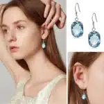 Szjinao-Boucles d'oreilles longues aigue-marine avec pierre pour femme, bijoux rétro vintage, argent 925, véritable levier arrière, excellente coupe 3