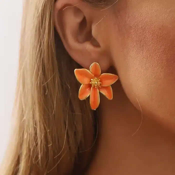 Boucles d'oreilles Vintage en émail rouge pour femmes, mode douce goutte d'huile, personnalité, bijoux de voyage et de mariage 2