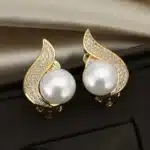 Boucles d'oreilles à Clip en Zircon géométrique coréen pour femmes, boucles d'oreilles en perles exquises et élégantes sans perçage, bijoux de fête de mariage 1