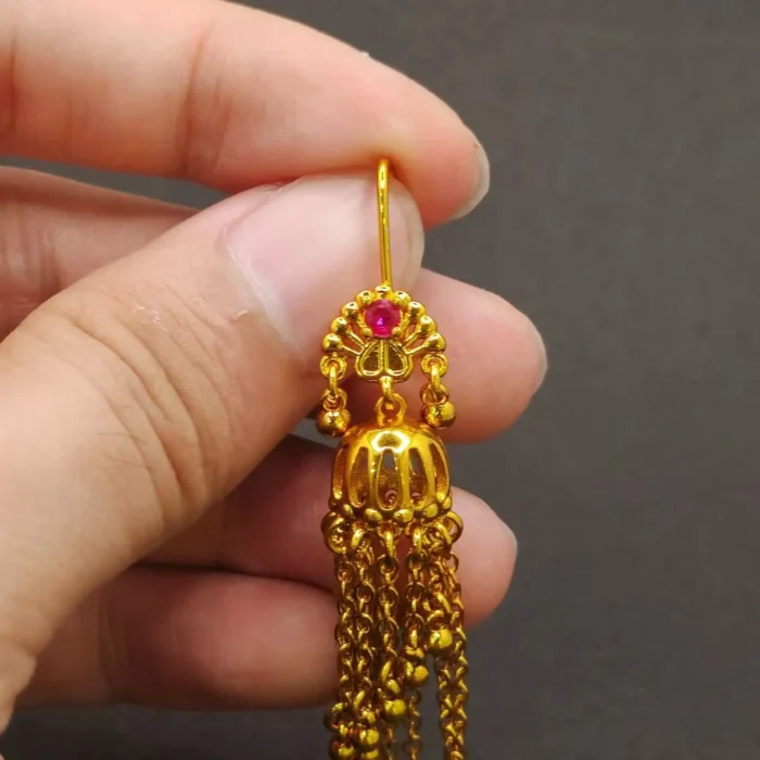 Boucles d'oreilles Style bohémien pour femmes, ethnique indienne, en laiton plaqué or, longue chaîne, pompon, bijoux Vintage, décoration d'oreille, nouvelle collection 2