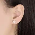 Boucles d'oreilles en argent Sterling 925, bijoux en fleur de cerisier incrustée de zircone rose, boucles d'oreilles simples et populaires pour femmes 4