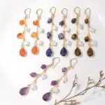 Pierre naturelle longue boucle d'oreille améthyste Lapis Lazuli Agates perle pendentif boucle d'oreille mode fête amitié bijoux cadeau 1