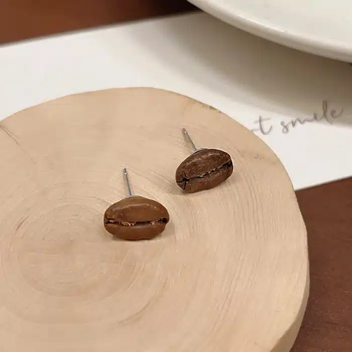 Boucles d'oreilles créatives en grains de café bruns pour femmes et hommes, accessoires de personnalité réalistes, bijoux fantaisie drôles 5