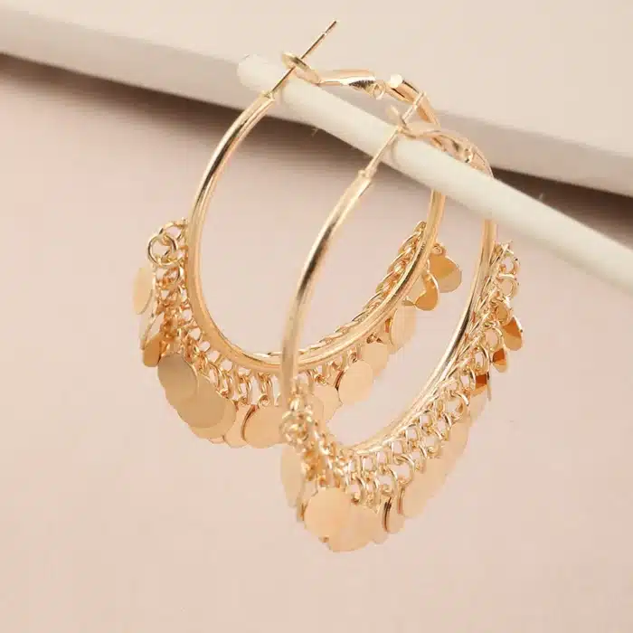 BLIJERY nouvelle mode paillettes dorées métal gland boucles d'oreilles de luxe à la mode tempérament boucles d'oreilles pour les femmes bijoux cadeau 2