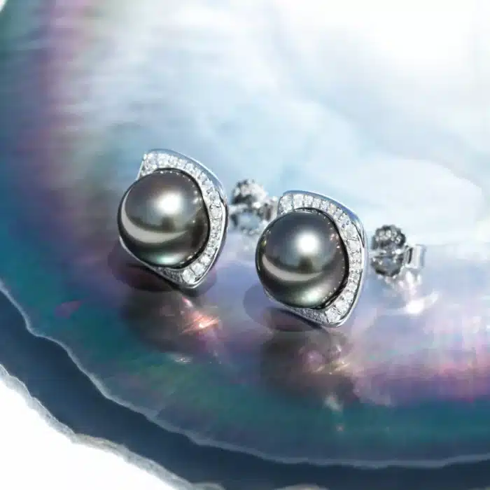 AnuJewel 9-10mm boucles d'oreilles en perles de tahiti naturelles avec Cer S925 en argent Sterling haute brillance boucles d'oreilles en perles d'eau de mer pour femme 4