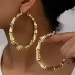 Grand cerceau en métal bambou Joint Clip sur boucles d'oreilles pour femmes bijoux de mode classique intemporel nouveaux Styles en gros cadeaux MQF015 1