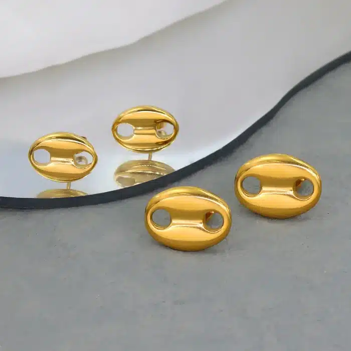 USENSET 316L or argent couleur acier inoxydable grains de café clous d'oreilles élégant femmes filles oreille bijoux cadeaux prévenir l'allergie 4