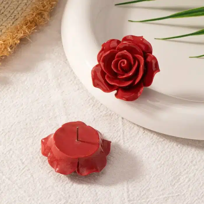 Boucles d'oreilles pour femmes, fleur de Rose rouge, rétro minimaliste géométrique, accessoires d'oreille, bijoux à la mode BE561 3