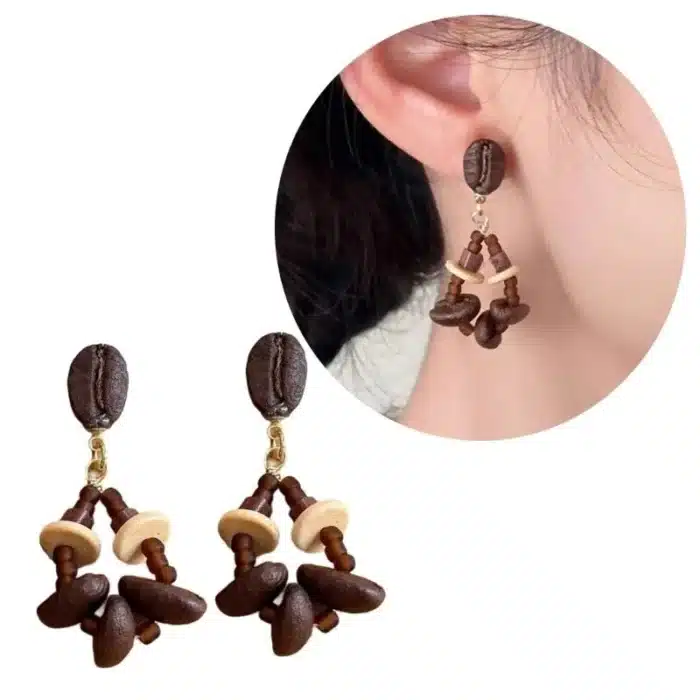 Élégants poteaux grains café Boucles d'oreilles pour les usages quotidiens les sorties décontractées 6