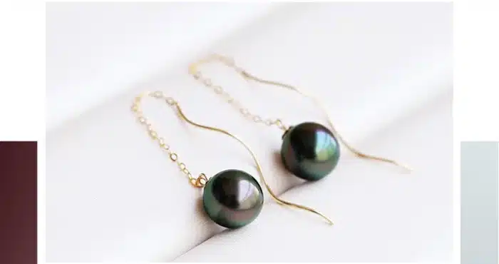 Boucles d'oreilles rondes parfaites en perles noires de Tahiti pour femmes, boucles d'oreilles en or véritable 18 carats, cadeau de mariée de mariage 13