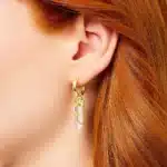 Boucles d'oreilles créoles plaquées or, lune, Quartz Rose, bijoux fins européens pour femmes, cadeau Vintage en argent Sterling 925 véritable 3