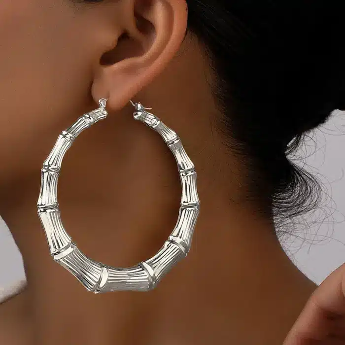 Grand cerceau en métal bambou Joint Clip sur boucles d'oreilles pour femmes bijoux de mode classique intemporel nouveaux Styles en gros cadeaux MQF015 14