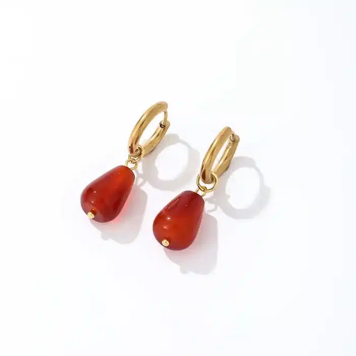 Boucles d'oreilles en pierre naturelle pour femmes, faites à la main, en cristal, Aventurine verte brute naturelle, en pierre de guérison 4