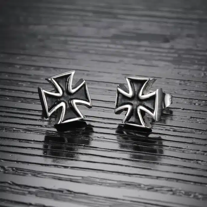 Boucles d'oreilles chevalier en acier inoxydable pour homme, 2 pièces, clou croisé Simple, Crucifix, bijoux cadeaux 3