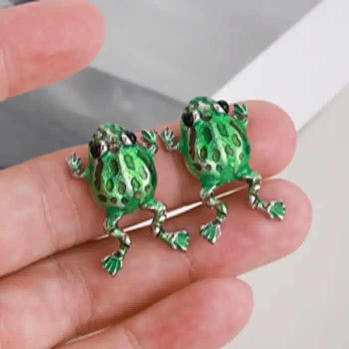 Boucles d'oreilles grenouille verte amusantes pour femmes, Animal mignon, Clip d'oreille, Piercing, bijoux esthétiques Y2k, cadeaux 12