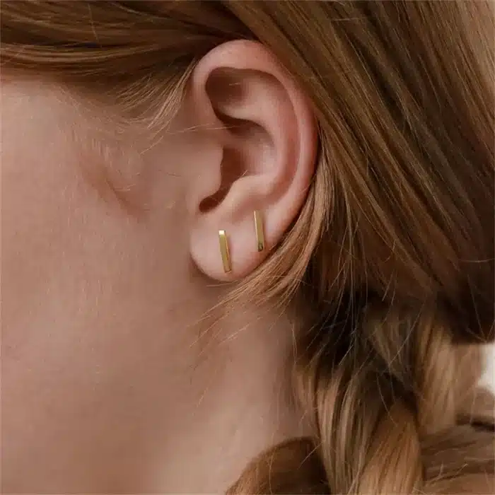 EManco boucles d'oreilles à barre fine bande horizontale brillant un goujons en acier inoxydable boucles d'oreilles pour femmes goujons bijoux 14