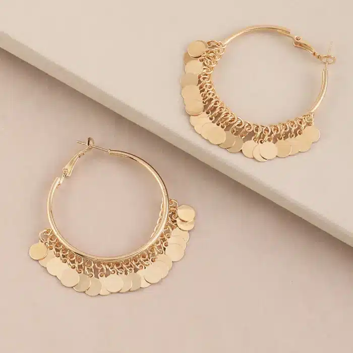 BLIJERY nouvelle mode paillettes dorées métal gland boucles d'oreilles de luxe à la mode tempérament boucles d'oreilles pour les femmes bijoux cadeau 4