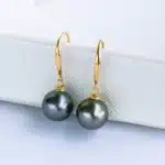 Boucles d'Oreilles en Perles Noires group Tahitain pour Femme, en Or 18K, Perle de Mer, Pendantes, Cadeau d'Anniversaire pour Fille, AU750 11