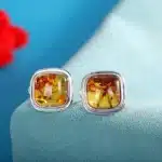 Uglylessunusole fleur naturelle ambre boucles d'oreilles pour femmes brillant 925 en argent Sterling boucles d'oreilles carrées mode élégante Brincos 3