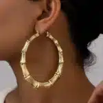 Grand cerceau en métal bambou Joint Clip sur boucles d'oreilles pour femmes bijoux de mode classique intemporel nouveaux Styles en gros cadeaux MQF015 13