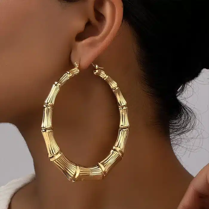 Grand cerceau en métal bambou Joint Clip sur boucles d'oreilles pour femmes bijoux de mode classique intemporel nouveaux Styles en gros cadeaux MQF015 13