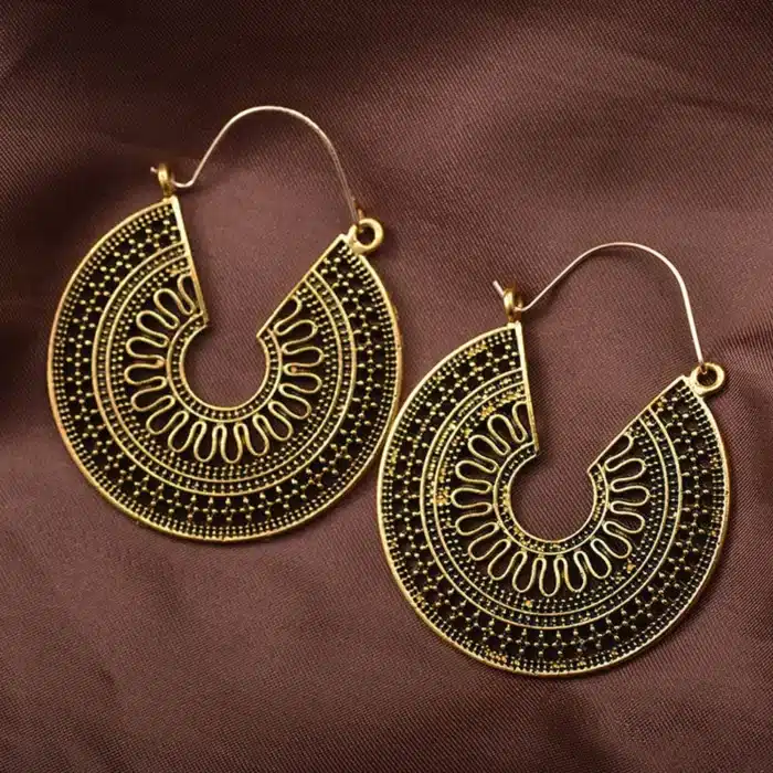 SUMENG 2024 nouveau Vintage ethnique creux fleur gitane balancent Trible goutte boucle d'oreille pour les femmes indien mode bijoux cadeaux 18