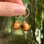 HEYYA – boucles d'oreilles créoles en œil de tigre naturel, 12MM, en argent Sterling 925, Simple, classique, cercle rond, bijoux en pierres précieuses 3