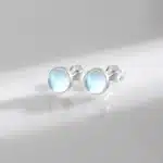 Modian 925 en argent Sterling rond exquis pierre de lune 4 5 6 MM boucles d'oreilles plaqué platine breloque clous d'oreille pour les femmes bijoux 5