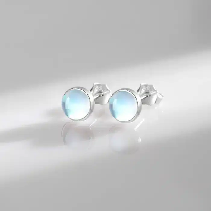 Modian 925 en argent Sterling rond exquis pierre de lune 4 5 6 MM boucles d'oreilles plaqué platine breloque clous d'oreille pour les femmes bijoux 5