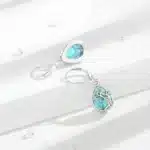 AEONSLOVE 925 boucles d'oreilles arbre de vie Turquoise en argent Sterling pour femmes boucles d'oreilles originales en forme de larme bijoux hypoallergéniques 4