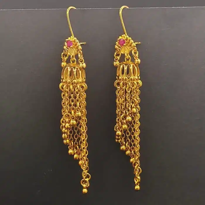 Boucles d'oreilles Style bohémien pour femmes, ethnique indienne, en laiton plaqué or, longue chaîne, pompon, bijoux Vintage, décoration d'oreille, nouvelle collection 5