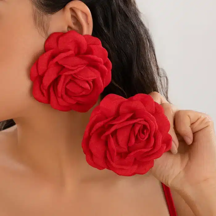 Ingemark exagéré grande fleur de Rose boucles d'oreilles pour les femmes déclaration de mode Goth Piercing boucles d'oreilles mariage mariée Y2K bijoux nouveau 2